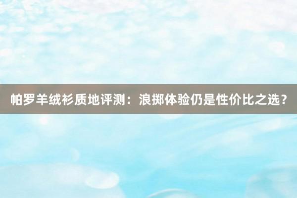 帕罗羊绒衫质地评测：浪掷体验仍是性价比之选？