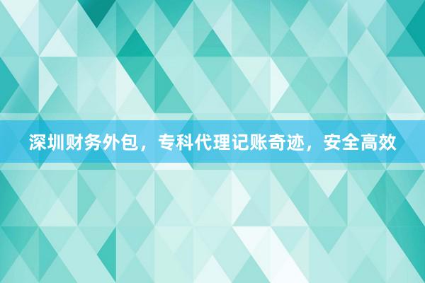 深圳财务外包，专科代理记账奇迹，安全高效